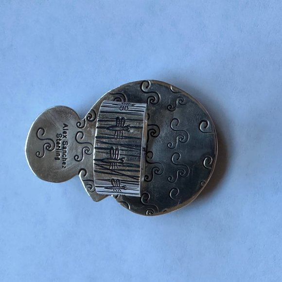 Native American Navajo Kingman Turquoise and Sterling Silver Large Ring size 7 - Picture 4 of 8